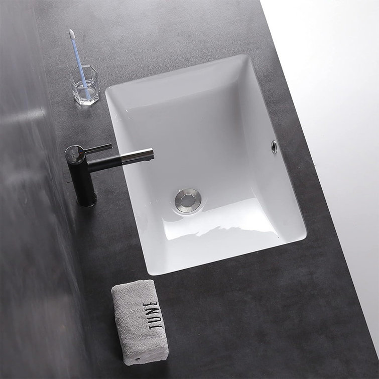 Minoky 20.9Inch Porcelain Undermount Bathroom Sink, Rectangle Lavatory